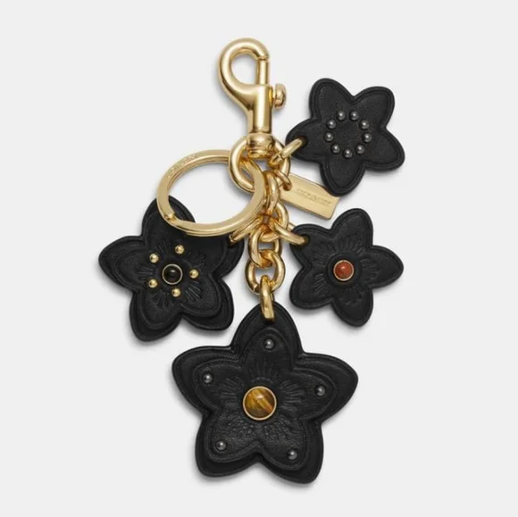 Rare COACH Wildflower Mix Floral Leather Bag Charm - Picture 1 of 7